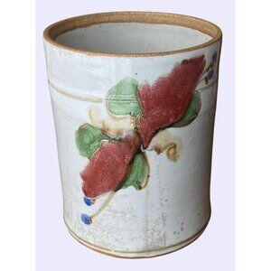 Handcrafted Chappelle Ceramic Pottery Vase With Floral Design 6.5" Tall Earthy T